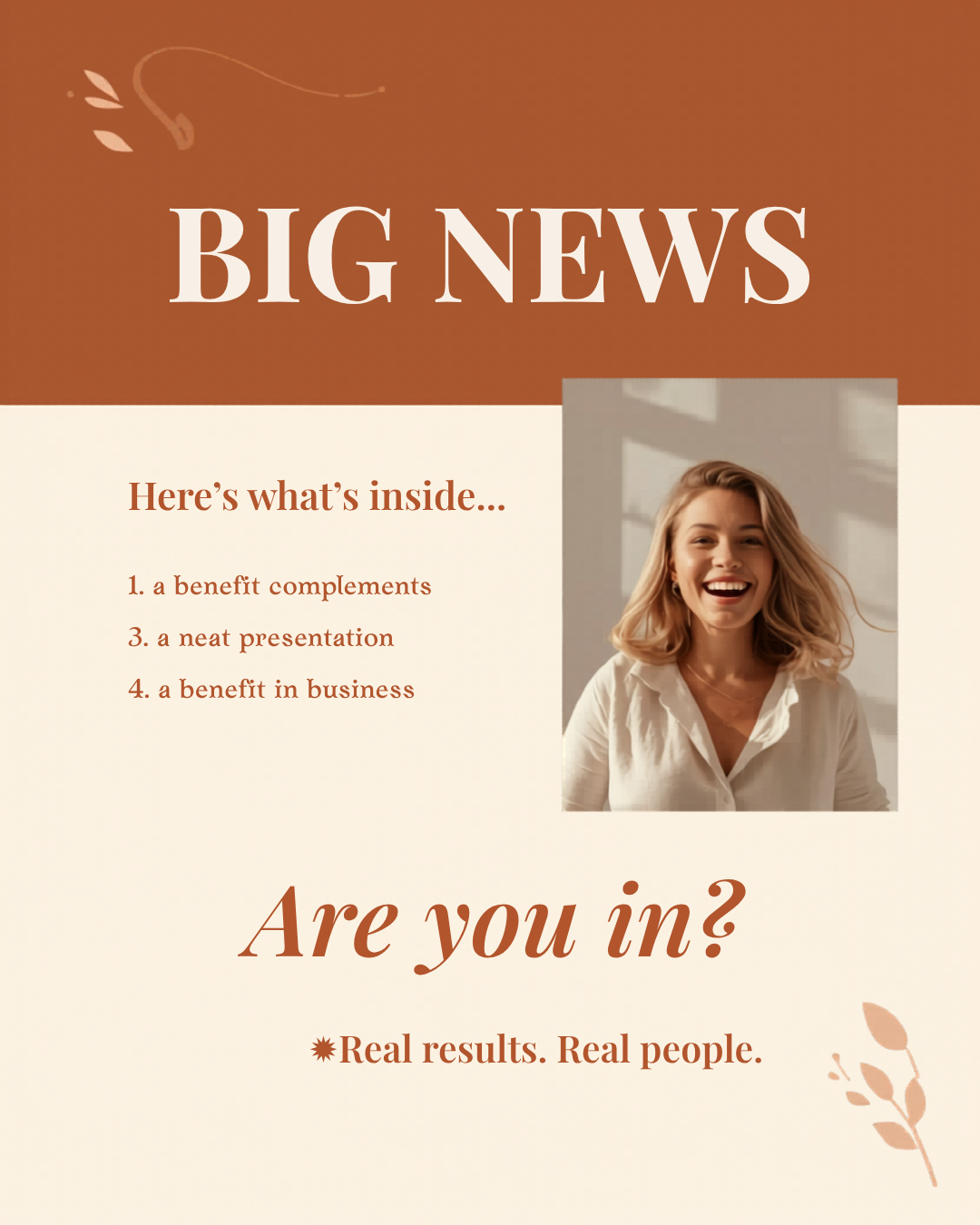 Carousel announcement multi-slide swipe post Canva template in terracotta palette for brands and creators